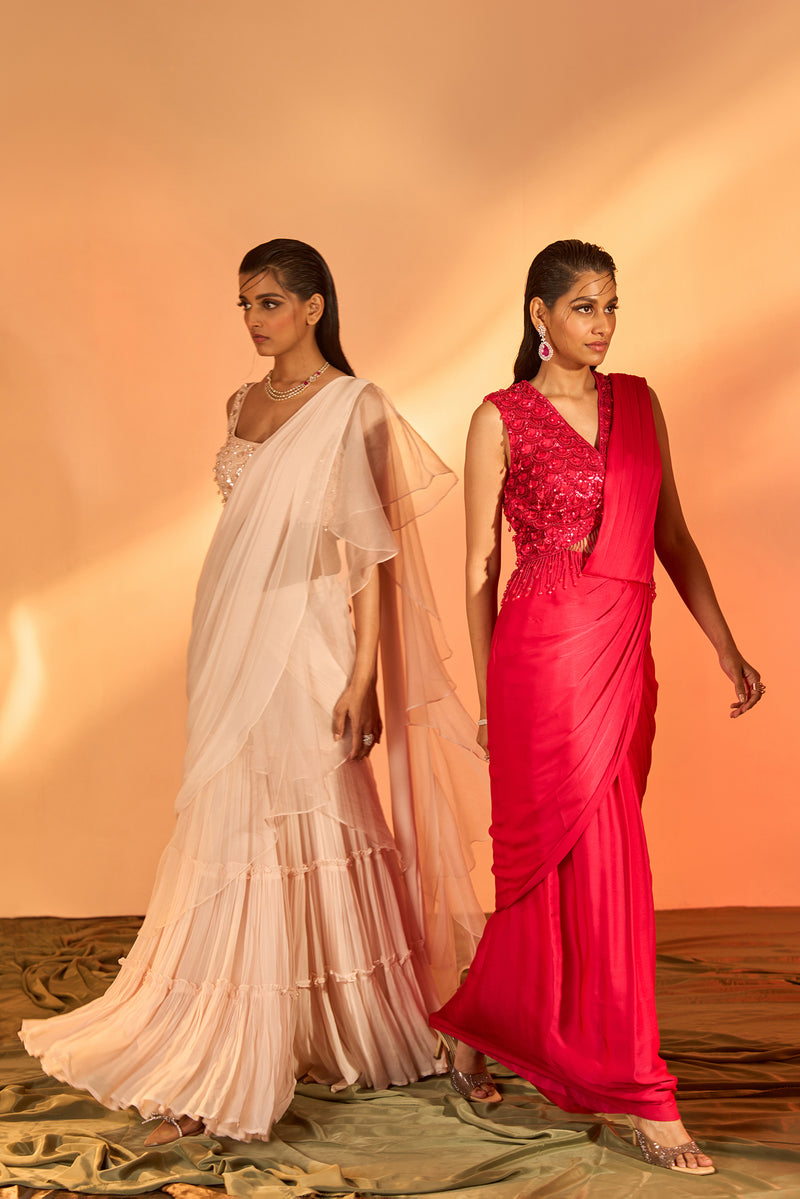 Skirt draped saree set