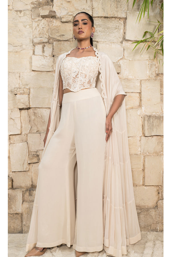 CAPE WITH CORSET AND PANT SET