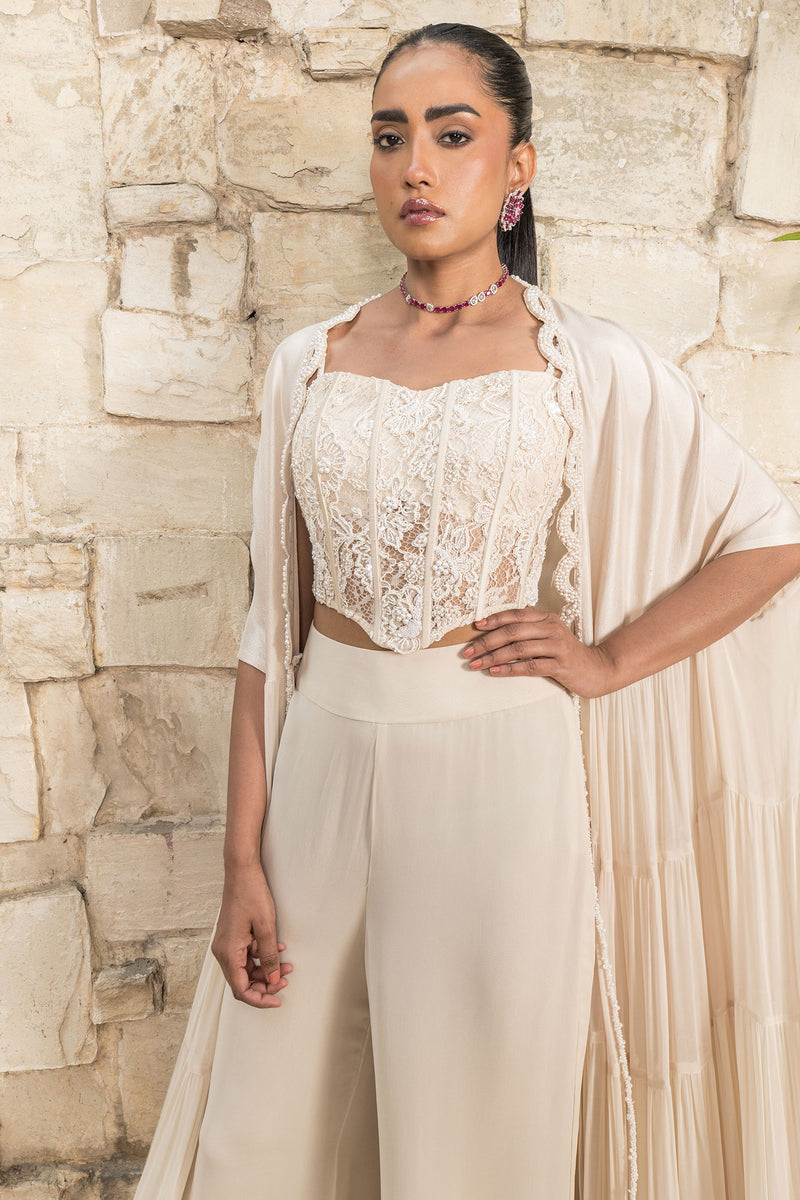 CAPE WITH CORSET AND PANT SET