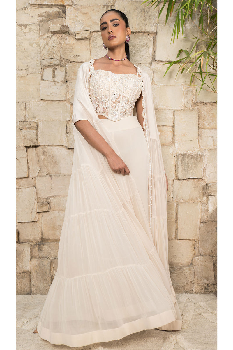 CAPE WITH CORSET AND PANT SET