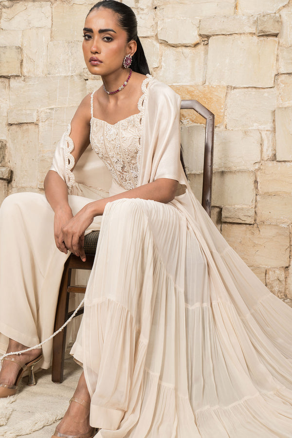 CAPE WITH CORSET AND PANT SET