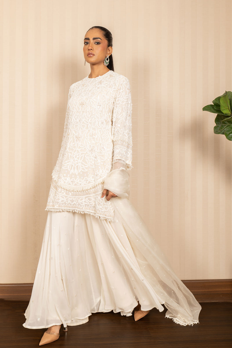IVORY SHARARA SET
