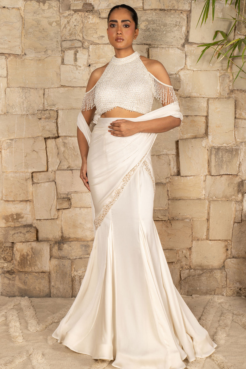 IVORY SAREE SET