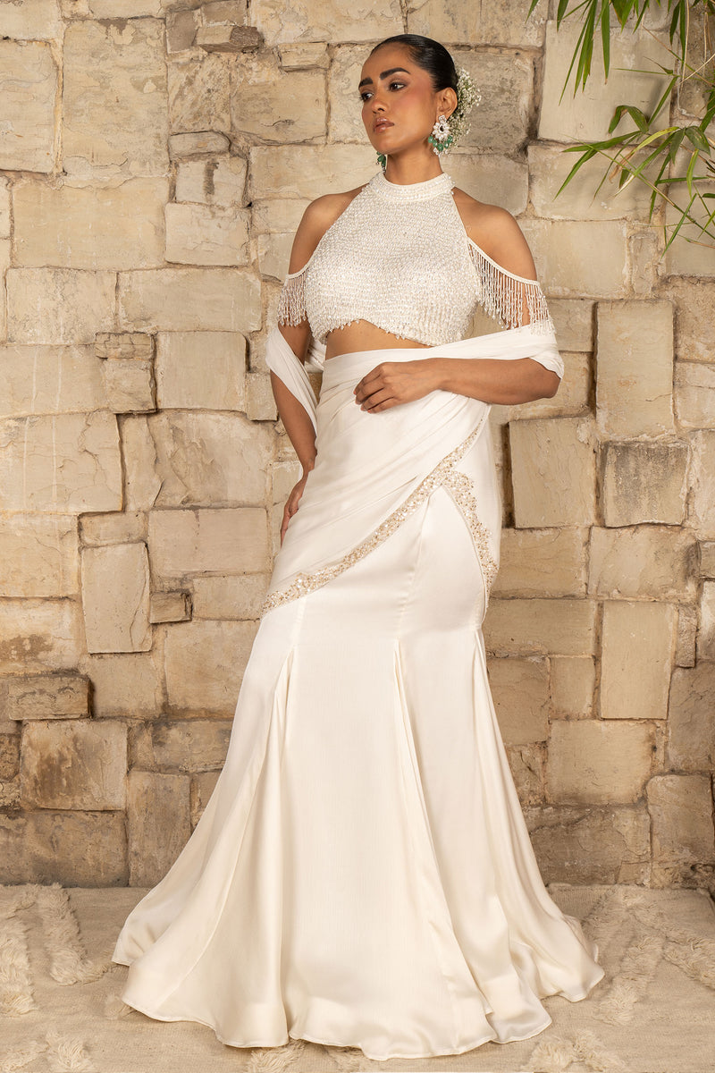 IVORY SAREE SET