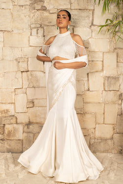 IVORY SAREE SET