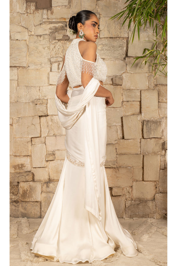 IVORY SAREE SET