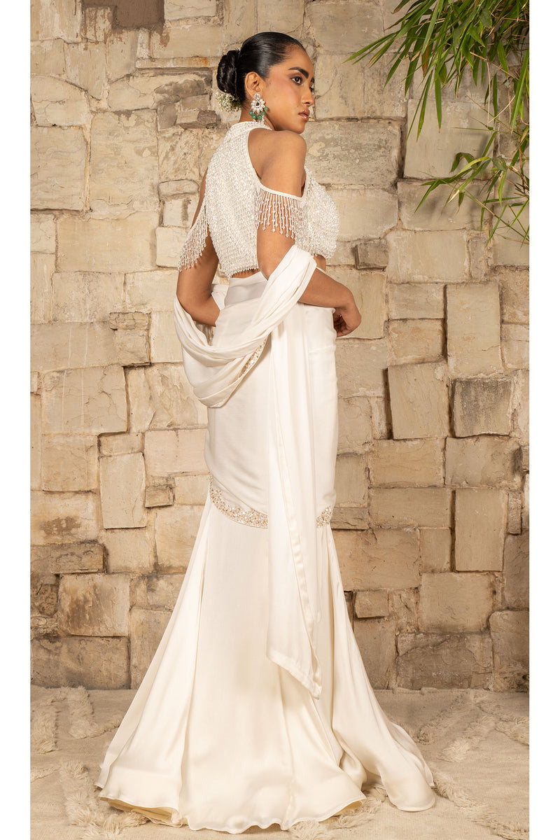 IVORY SAREE SET